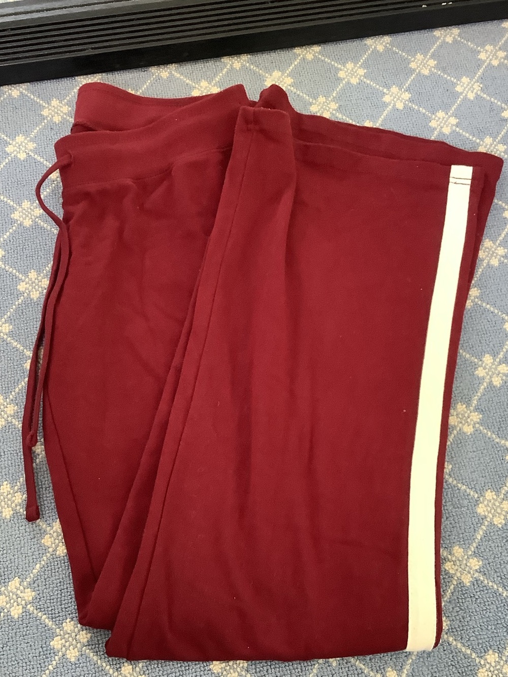 Brandy Melville Maroon Track Pants with White Side Stripe